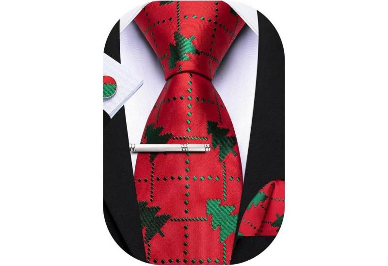 LuxusKollektion Krawatte Krawattenset Herren Einstecktuch Manschettenknöpfe Seide Rot Und Grün LuxusKollektion Krawatte Krawattenset Herren Einstecktuch Manschettenknöpfe Seide Rot Und Grün von LuxusKollektion