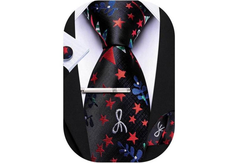 LuxusKollektion Krawatte Krawattenset Herren Einstecktuch Manschettenknöpfe Seide schwarz rot LuxusKollektion Krawatte Krawattenset Herren Einstecktuch Manschettenknöpfe Seide schwarz rot von LuxusKollektion