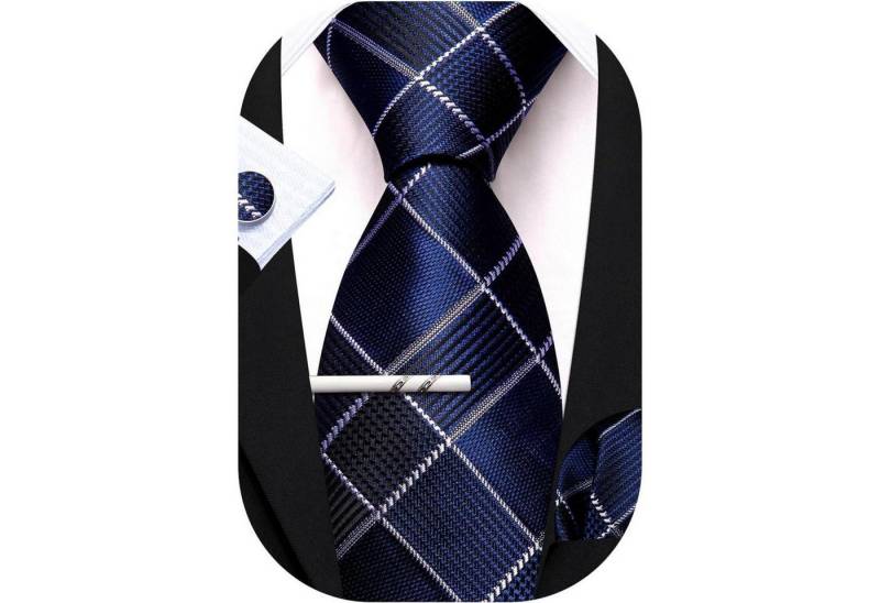 LuxusKollektion Krawatte Krawattenset Herren Seide Manschettenknopf Plaid Blau mit Streifen LuxusKollektion Krawatte Krawattenset Herren Seide Manschettenknopf Plaid Blau mit Streifen von LuxusKollektion
