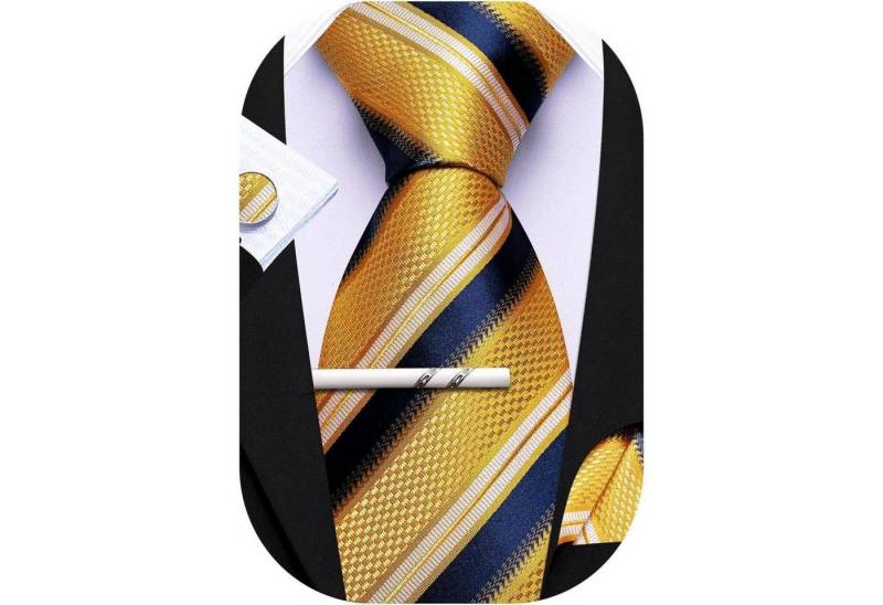 LuxusKollektion Krawatte Krawattenset Herren Streifen Taschentuch Manschettenknopf Gelb Blau LuxusKollektion Krawatte Krawattenset Herren Streifen Taschentuch Manschettenknopf Gelb Blau von LuxusKollektion