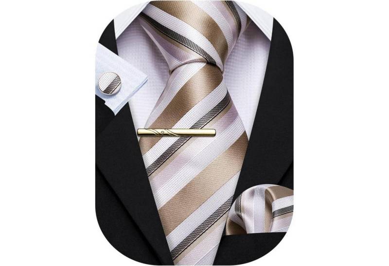 LuxusKollektion Krawatte Krawattenset Herren Taschentuch Manschettenknopf Weiß Hellbraun LuxusKollektion Krawatte Krawattenset Herren Taschentuch Manschettenknopf Weiß Hellbraun von LuxusKollektion