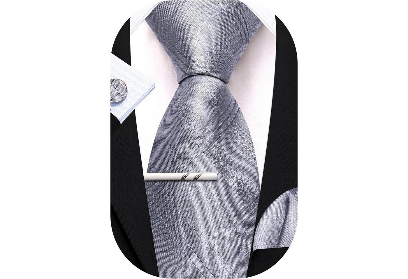 LuxusKollektion Krawatte Seidenkrawatten Taschentuch Manschettenknöpfe Hochzeit Massives Silber von LuxusKollektion
