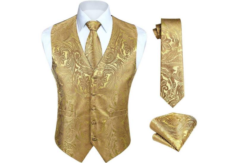 LuxusKollektion Krawatte Weste Anzug Set Herren Jacquard Floral Hochzeit Krawatte 3XL Gelb von LuxusKollektion