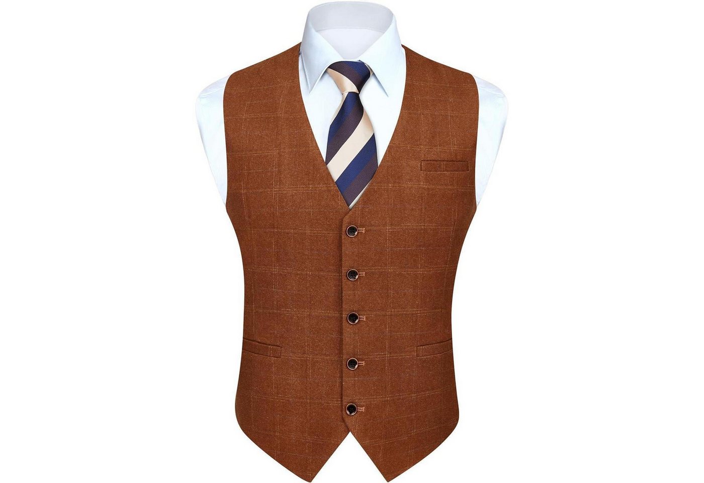 LuxusKollektion Krawatte Weste Herren Anzug Baumwolle Plaid Hochzeit Gebranntes Orange 3XL von LuxusKollektion