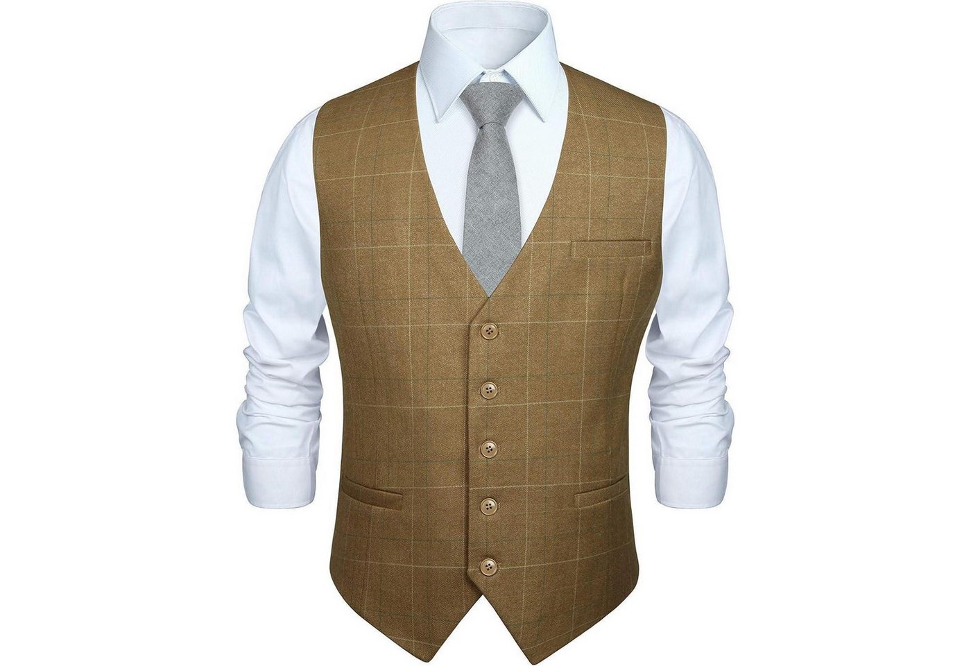 LuxusKollektion Krawatte Weste Herren Anzug Baumwolle Plaid Hochzeitsfeier Khaki XL LuxusKollektion Krawatte Weste Herren Anzug Baumwolle Plaid Hochzeitsfeier Khaki XL von LuxusKollektion