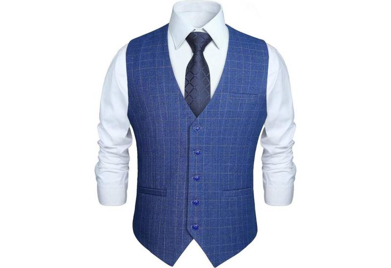 LuxusKollektion Krawatte Weste Herren Anzug Baumwolle Plaid Hochzeitsfeier Z-Blau XXL von LuxusKollektion