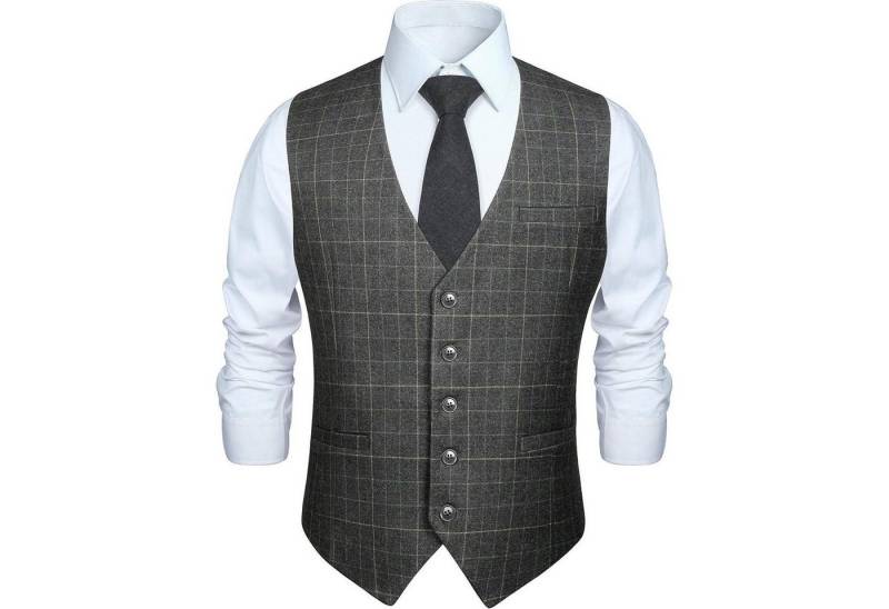 LuxusKollektion Krawatte Weste Herren Anzug Baumwolle Plaid Hochzeitsfeier hellgrau 3XL von LuxusKollektion