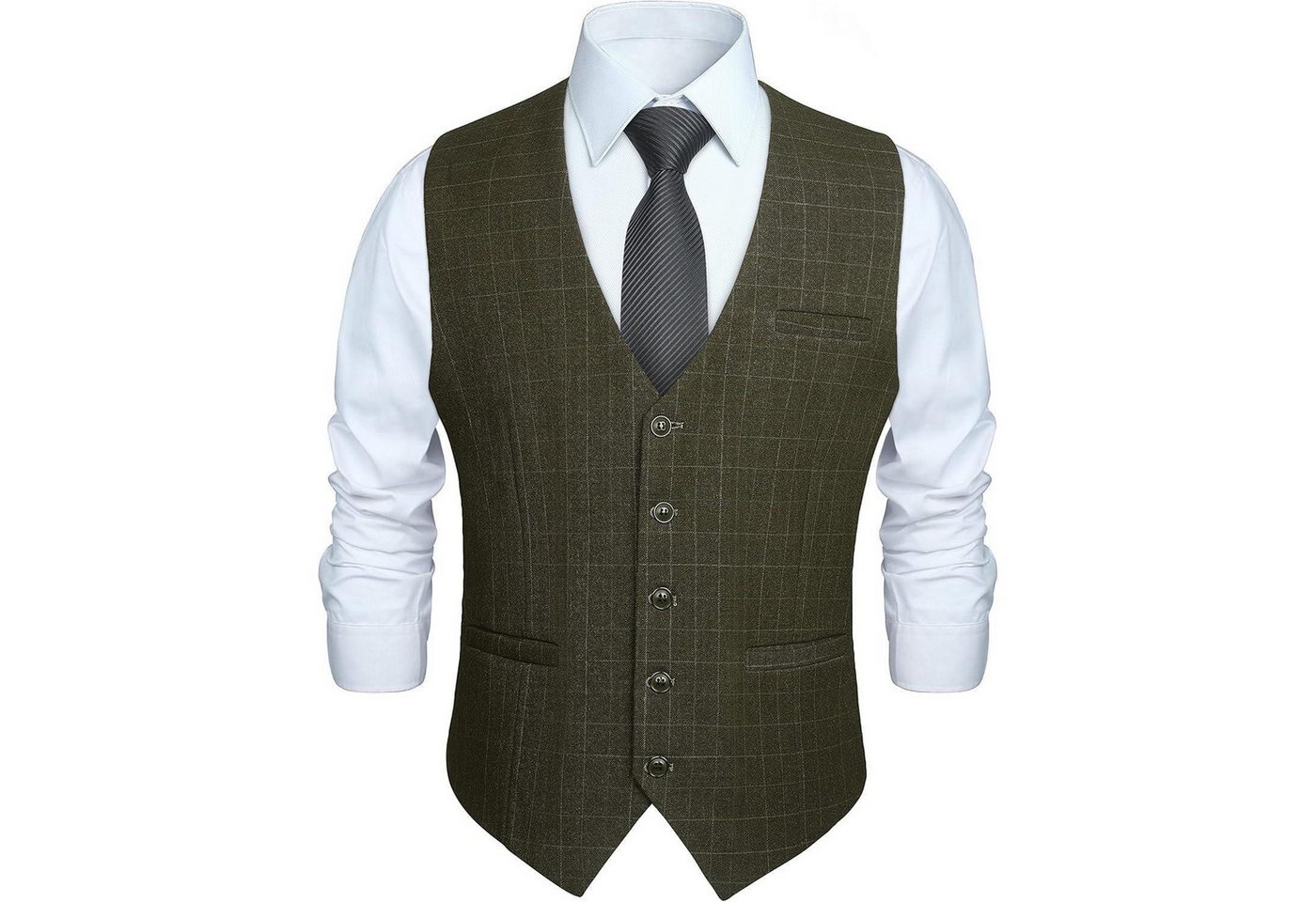 LuxusKollektion Krawatte Weste Herren Anzug Hochzeit Baumwolle Plaid Z-Grun M von LuxusKollektion