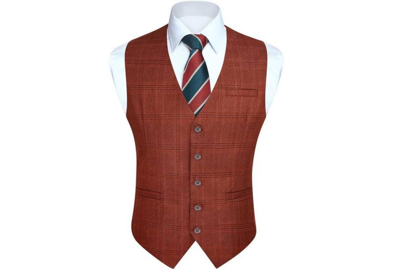LuxusKollektion Krawatte Weste Herren Baumwolle Hahnentritt Hochzeit Anzugweste 4XL Orange von LuxusKollektion