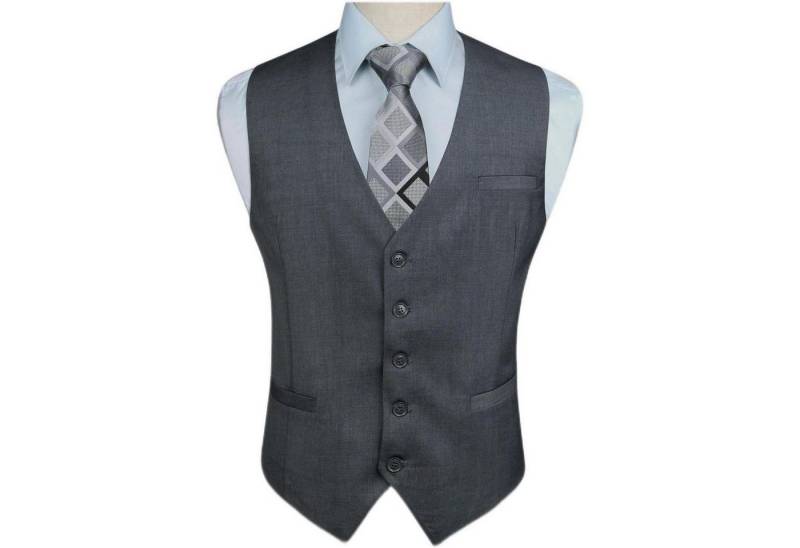 LuxusKollektion Krawatte Weste Herren Baumwolle Hochzeit Party 4XL Grau-1 von LuxusKollektion