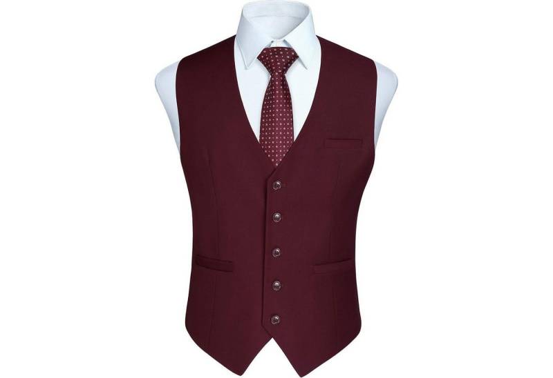LuxusKollektion Krawatte Weste Herren Baumwolle Hochzeit Party einfarbig L Burgund 2 von LuxusKollektion