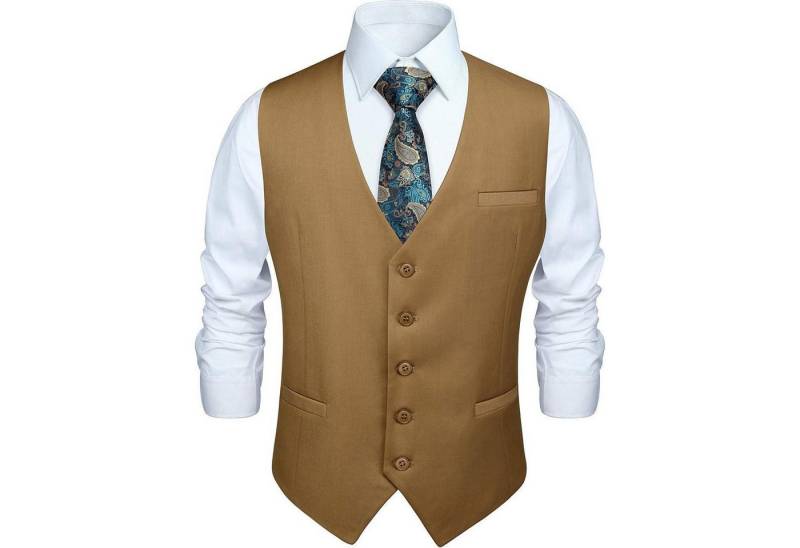 LuxusKollektion Krawatte Weste Herren Baumwolle Hochzeit Party einfarbig XL Khaki LuxusKollektion Krawatte Weste Herren Baumwolle Hochzeit Party einfarbig XL Khaki von LuxusKollektion
