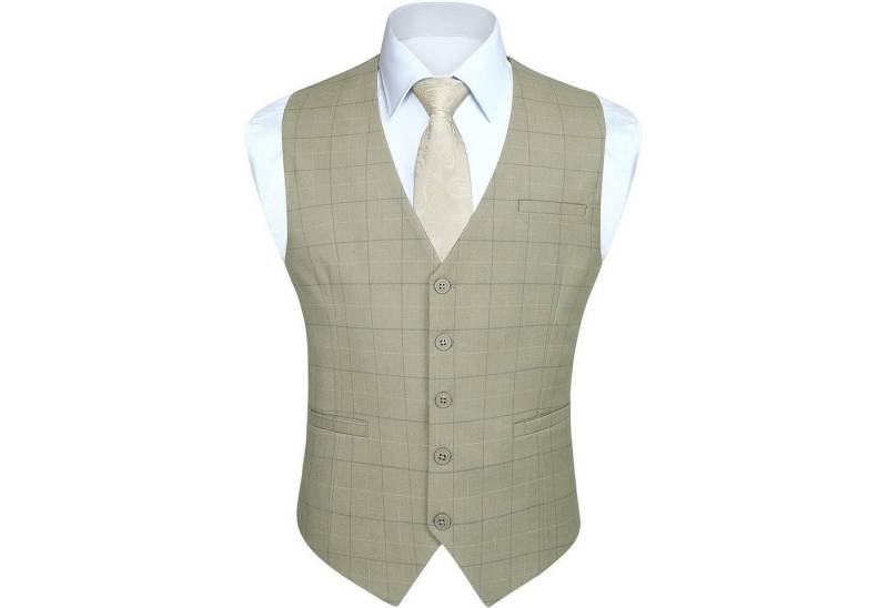 LuxusKollektion Krawatte Weste Herren Baumwolle Plaid Anzug Hochzeit Khaki 2 XL von LuxusKollektion