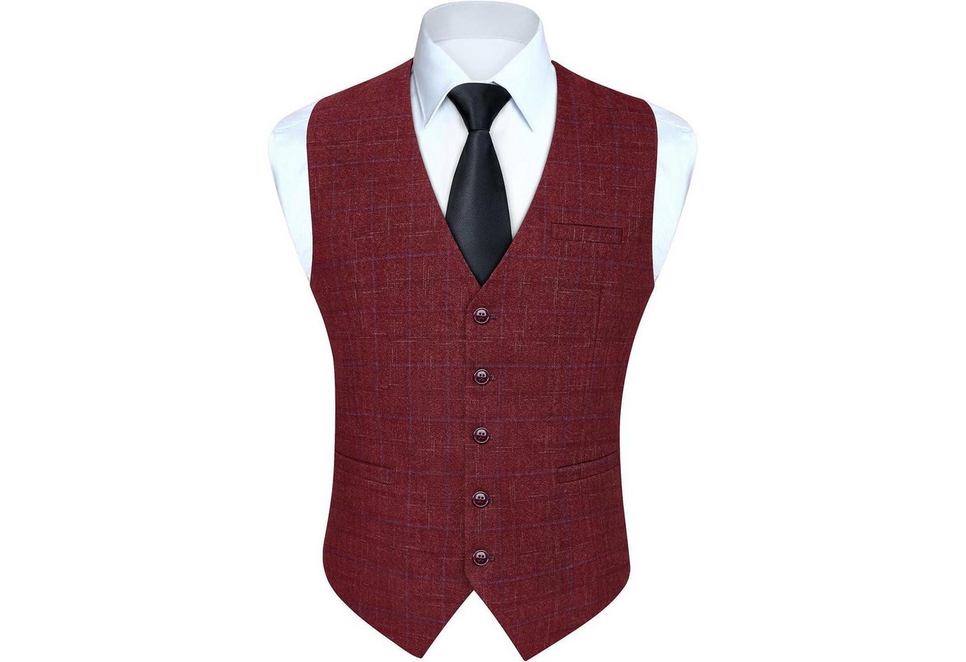 LuxusKollektion Krawatte Weste Herren Baumwolle Plaid Anzug Hochzeitsfeier Burgund 2 M von LuxusKollektion