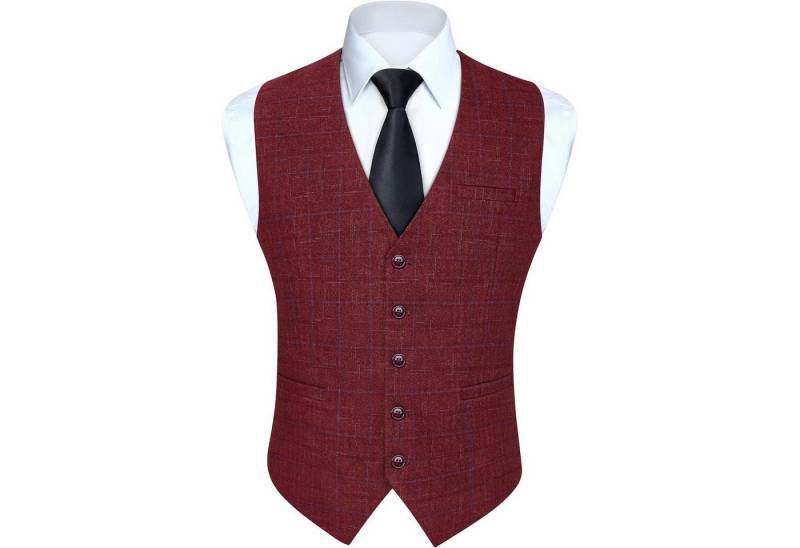 LuxusKollektion Krawatte Weste Herren Baumwolle Plaid Anzug Hochzeitsfeier Burgund 2 M von LuxusKollektion