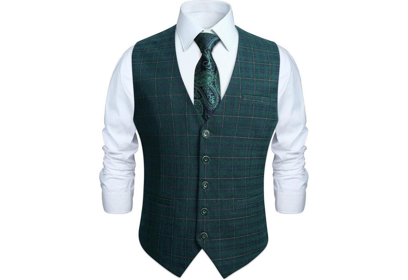 LuxusKollektion Krawatte Weste Herren Baumwolle Plaid Anzug Kleid Hochzeitsfeier Grün XL LuxusKollektion Krawatte Weste Herren Baumwolle Plaid Anzug Kleid Hochzeitsfeier Grün XL von LuxusKollektion