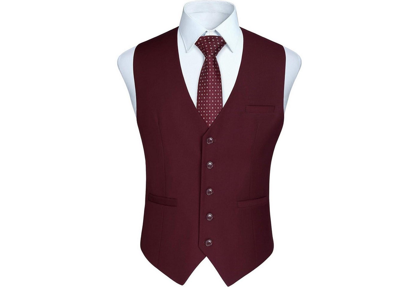 LuxusKollektion Krawatte Weste Herren Formale Hochzeit Party Baumwolle Einfarbig M Burgund 2 von LuxusKollektion