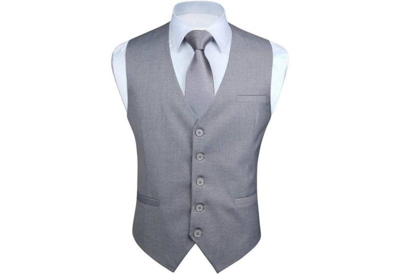 LuxusKollektion Krawatte Weste Herren Formale Hochzeit Party Baumwolle Einfarbig XXL Hellgrau von LuxusKollektion