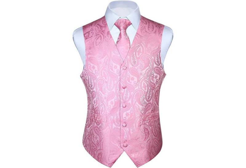 LuxusKollektion Krawatte Weste Herren Hochzeit Anzug Set Krawatte Einstecktuch XS Rosa von LuxusKollektion