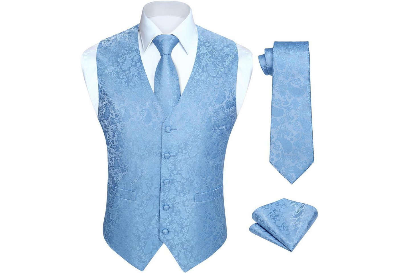 LuxusKollektion Krawatte Weste Herren Hochzeit Floral Jacquard Anzug Krawatte 6XL Hellblau LuxusKollektion Krawatte Weste Herren Hochzeit Floral Jacquard Anzug Krawatte 6XL Hellblau von LuxusKollektion