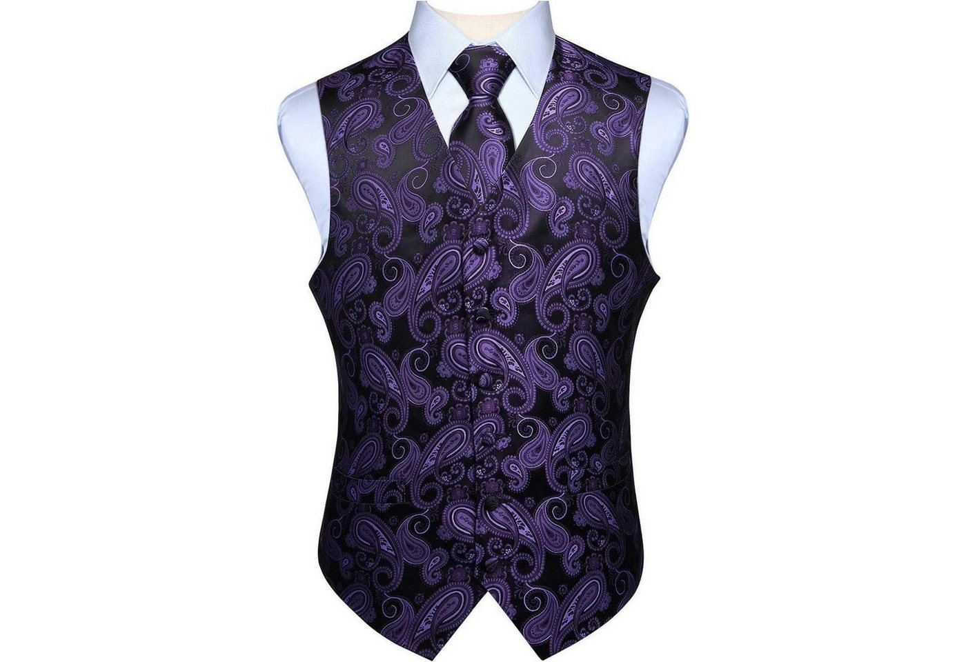 LuxusKollektion Krawatte Weste Herren Hochzeit Floral Jacquard Krawatte 4XL Lila und Schwarz von LuxusKollektion