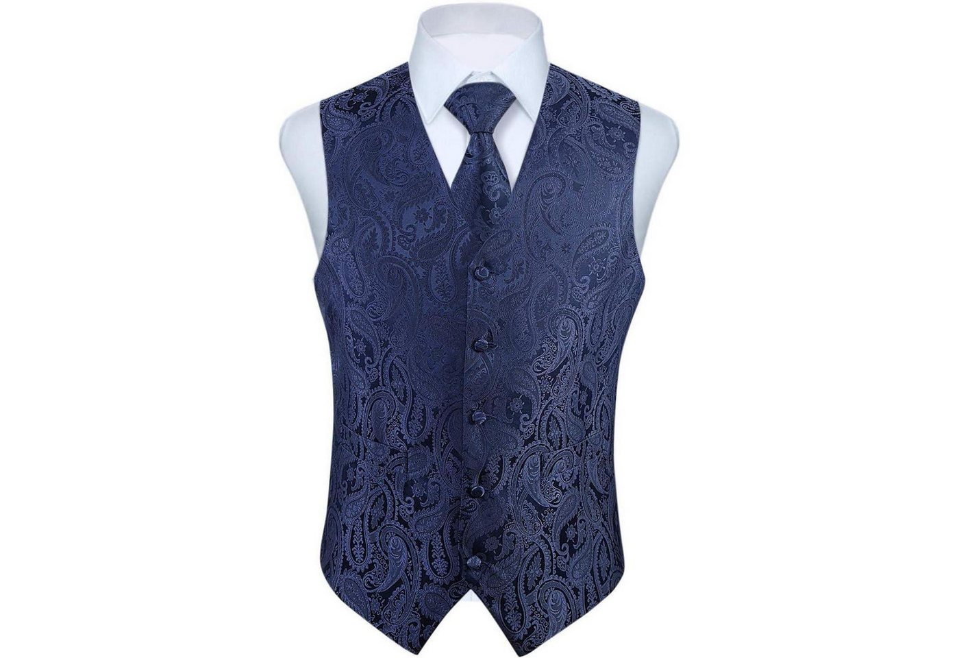 LuxusKollektion Krawatte Weste Herren Hochzeit Jacquard Krawatte Einstecktuch 4XL Marineblau 3 LuxusKollektion Krawatte Weste Herren Hochzeit Jacquard Krawatte Einstecktuch 4XL Marineblau 3 von LuxusKollektion