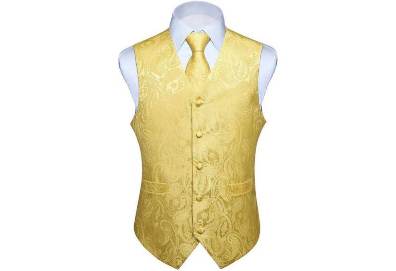 LuxusKollektion Krawatte Weste Herren Hochzeit Jacquard Krawatte Einstecktuch L Gold Hellgelb von LuxusKollektion
