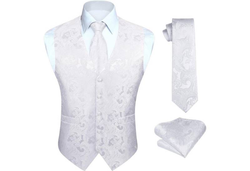 LuxusKollektion Krawatte Weste Herren Hochzeit Jacquard Krawatte Einstecktuch Set L Weiß-1 LuxusKollektion Krawatte Weste Herren Hochzeit Jacquard Krawatte Einstecktuch Set L Weiß-1 von LuxusKollektion