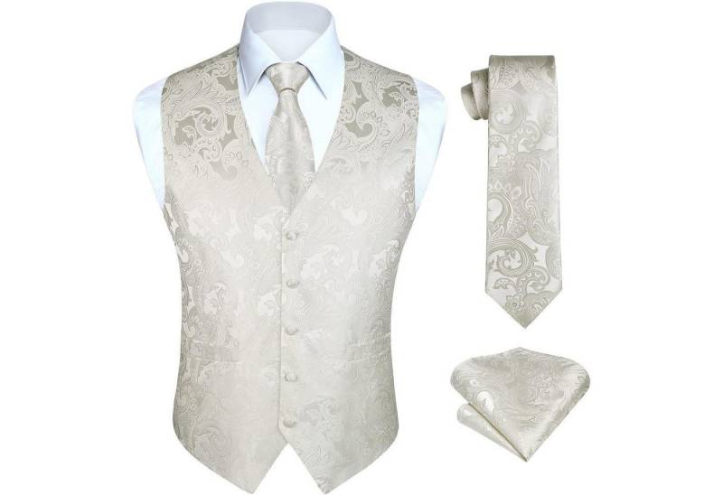 LuxusKollektion Krawatte Weste Herren Hochzeit Jacquard Krawatte Einstecktuch XL Beige LuxusKollektion Krawatte Weste Herren Hochzeit Jacquard Krawatte Einstecktuch XL Beige von LuxusKollektion