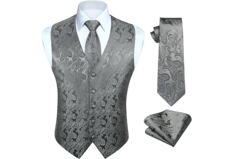 LuxusKollektion Krawatte Weste Herren Hochzeit Krawatte Einstecktuch Jacquard 3XL Grau-2 von LuxusKollektion