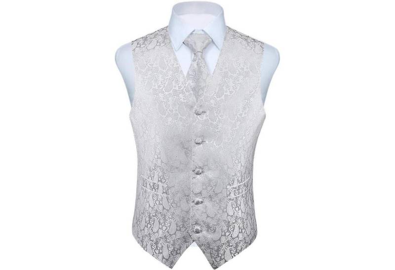 LuxusKollektion Krawatte Weste Herren Hochzeit Krawatte Einstecktuch Jacquard Floral M Weiß von LuxusKollektion