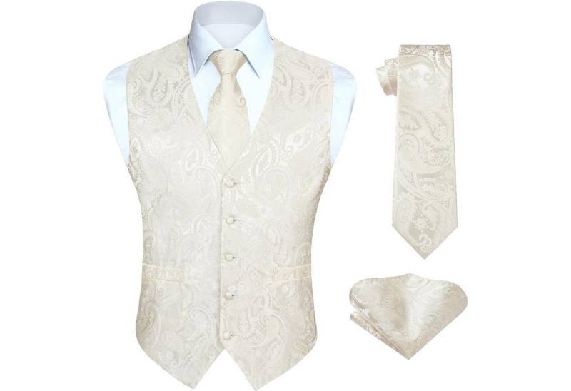 LuxusKollektion Krawatte Weste Herren Hochzeit Krawatte Einstecktuch Jacquard M Beige -1 LuxusKollektion Krawatte Weste Herren Hochzeit Krawatte Einstecktuch Jacquard M Beige -1 von LuxusKollektion
