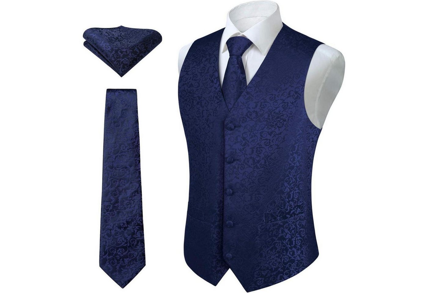 LuxusKollektion Krawatte Weste Herren Hochzeit Krawatte Einstecktuch Jacquard XXL Marineblau 1 LuxusKollektion Krawatte Weste Herren Hochzeit Krawatte Einstecktuch Jacquard XXL Marineblau 1 von LuxusKollektion