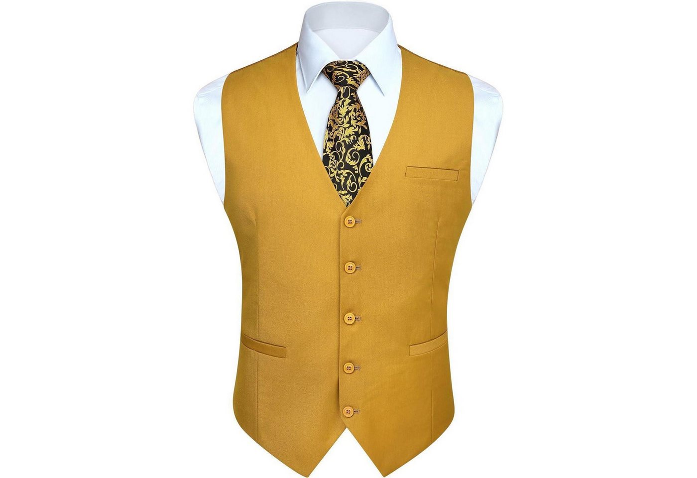 LuxusKollektion Krawatte Weste Herren Hochzeit Party Baumwolle 4XL Senfgelb von LuxusKollektion