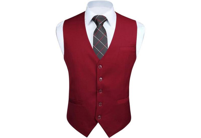 LuxusKollektion Krawatte Weste Herren Hochzeit Party Baumwolle einfarbig XXL Burgund von LuxusKollektion