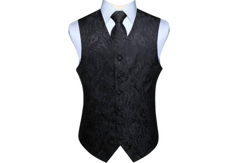LuxusKollektion Krawatte Weste Herren Krawatte Anzugset Paisley Jacquard L Schwarz Paisley-1 von LuxusKollektion