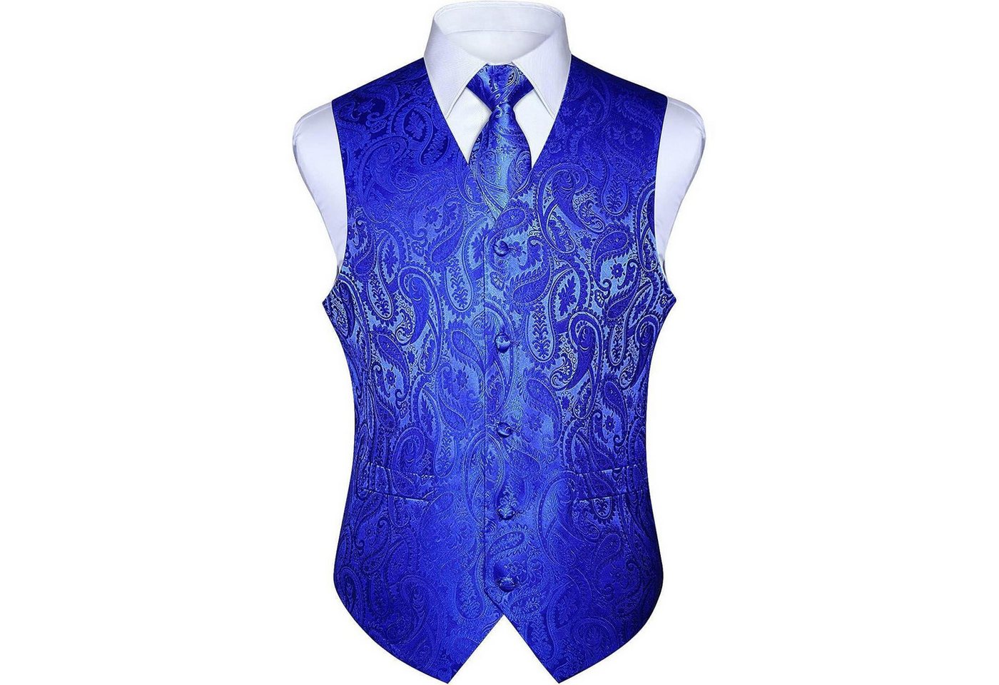 LuxusKollektion Krawatte Weste Herren Krawatte Einstecktuch Jacquard Set Hochzeit M Königsblau von LuxusKollektion