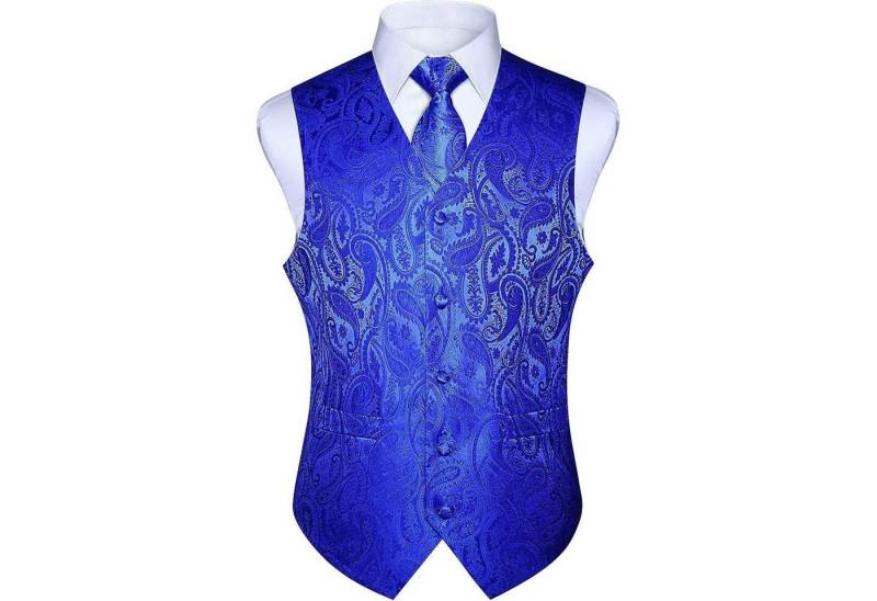 LuxusKollektion Krawatte Weste Herren Krawatte Einstecktuch Jacquard Set Hochzeit M Königsblau von LuxusKollektion