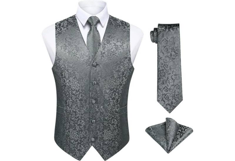LuxusKollektion Krawatte Weste Herren Paisley Jacquard Krawatte Pocket Square M 001-Grau LuxusKollektion Krawatte Weste Herren Paisley Jacquard Krawatte Pocket Square M 001-Grau von LuxusKollektion