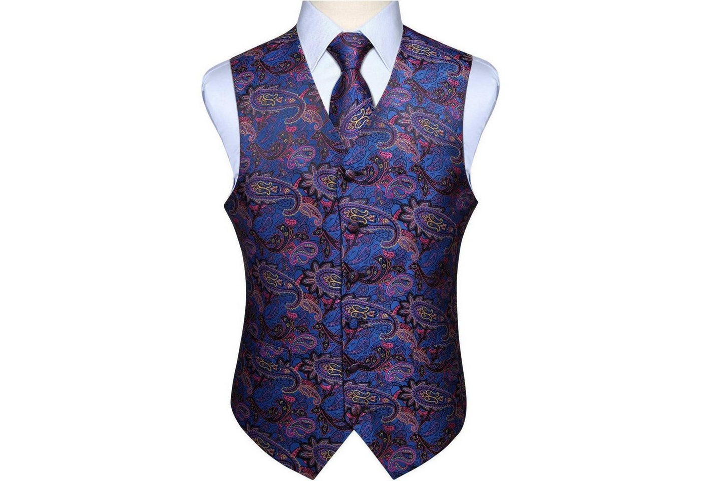 LuxusKollektion Krawatte Weste Herren Paisley Jacquard Krawatte Pocket Square XXL Blau Rosa LuxusKollektion Krawatte Weste Herren Paisley Jacquard Krawatte Pocket Square XXL Blau Rosa von LuxusKollektion