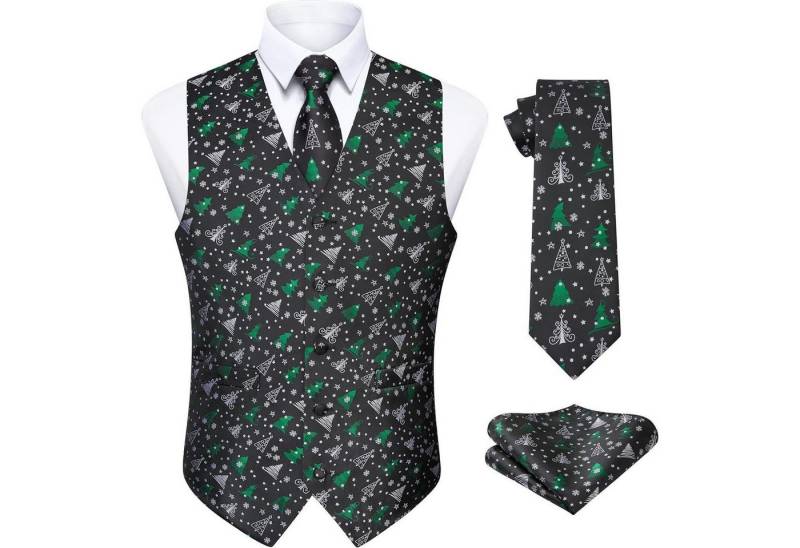 LuxusKollektion Krawatte Weste Herren Weihnachten Anzug Set Krawatte M Schwarz-3 von LuxusKollektion