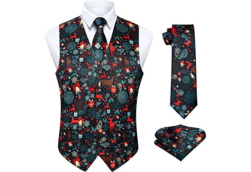 LuxusKollektion Krawatte Weste Herren Weihnachten Santa Claus Krawatte Anzug Set 4XL Schwarz-2 von LuxusKollektion
