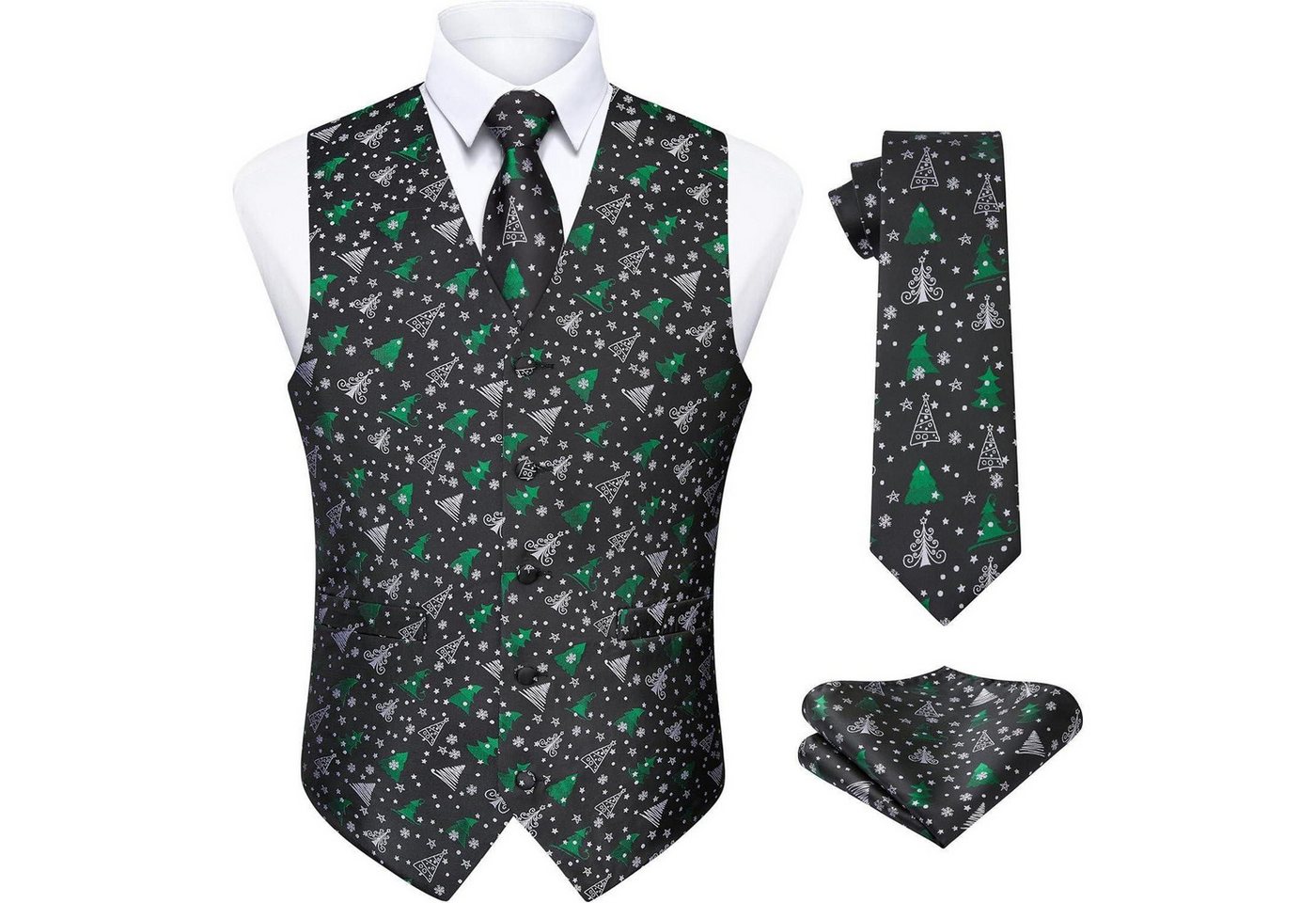 LuxusKollektion Krawatte Weste Herren Weihnachten Santa Claus Krawatte Spaß 4XL Schwarz-3 von LuxusKollektion