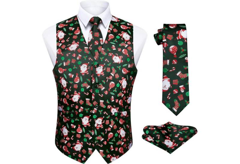LuxusKollektion Krawatte Weste Herren Weihnachten Santa Claus Krawatte Taschentuch XL Schwarz von LuxusKollektion