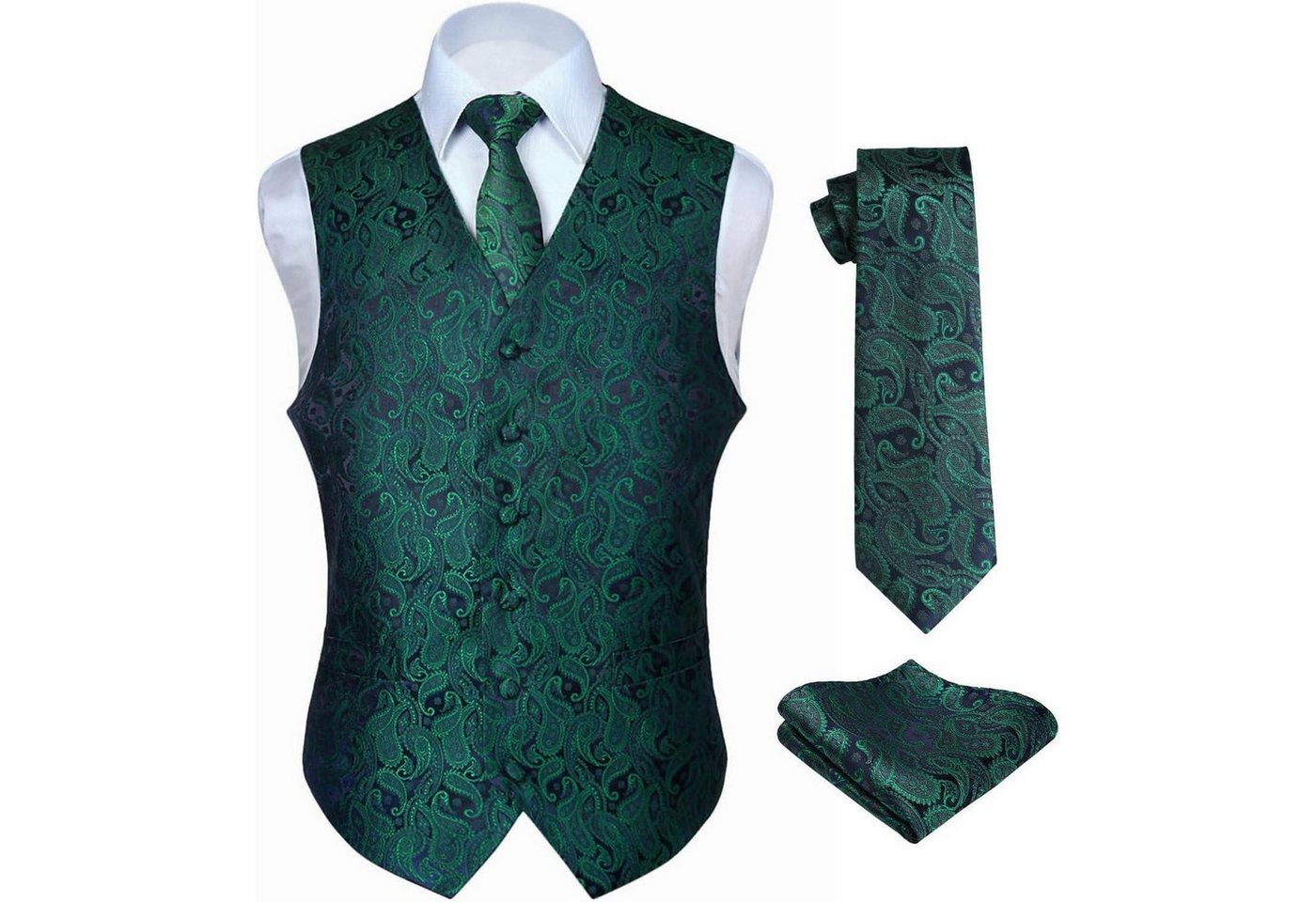 LuxusKollektion Krawatte Weste Herren floral Hochzeit Jacquard Krawatte L Grün und Lila von LuxusKollektion