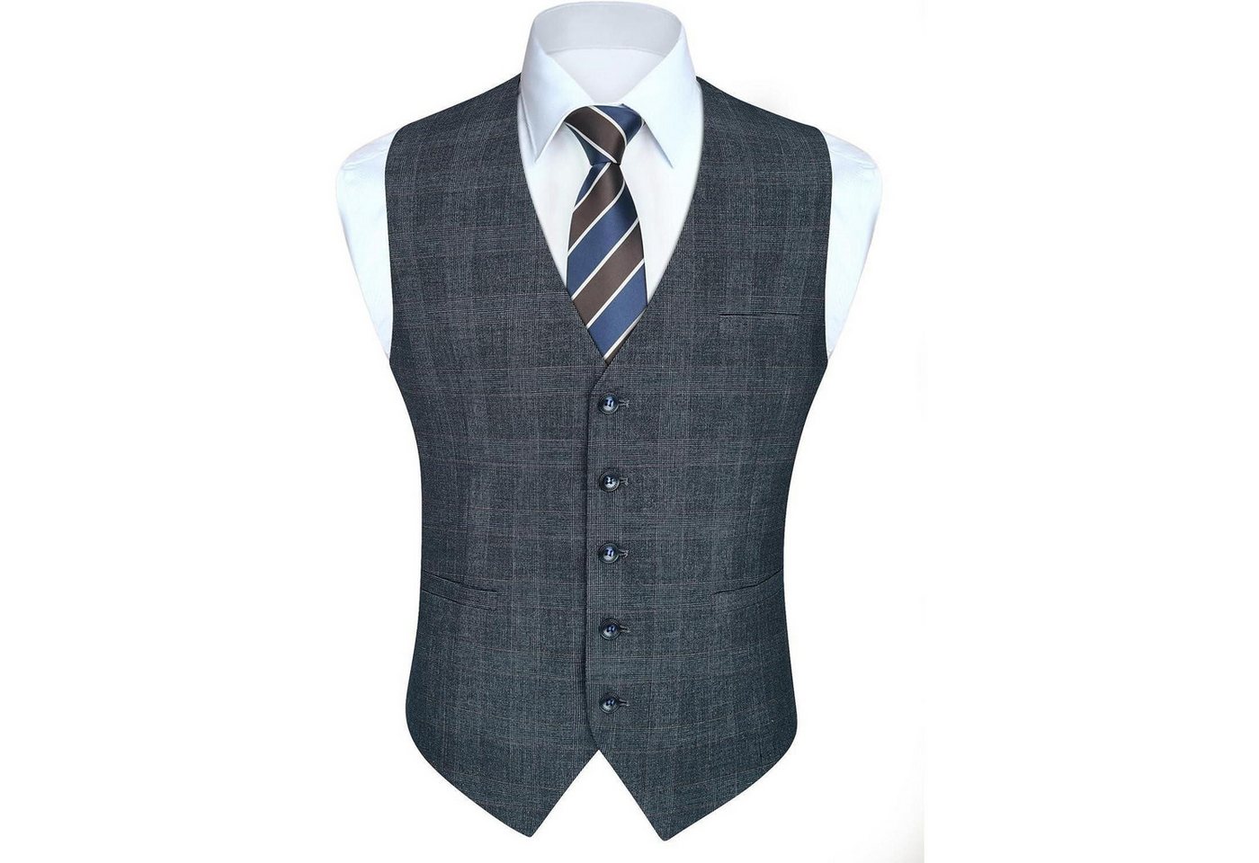 LuxusKollektion Krawatte Weste Herren karierte Hahnentritt Baumwolle Hochzeit L Marineblau -2 LuxusKollektion Krawatte Weste Herren karierte Hahnentritt Baumwolle Hochzeit L Marineblau -2 von LuxusKollektion