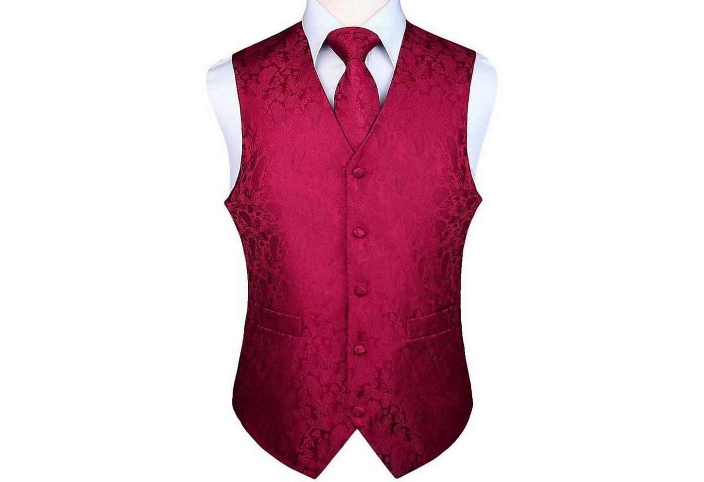 LuxusKollektion Krawatte Weste Krawatte Einstecktuch Jacquard Anzug Herren Hochzeit S Rotwein von LuxusKollektion
