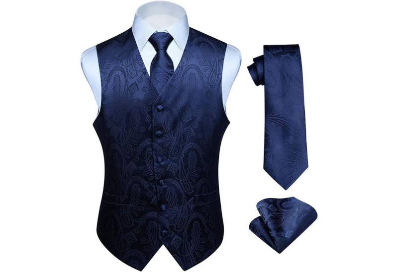 LuxusKollektion Krawatte Weste Krawatte Einstecktuch Jacquard Hochzeit Herren 6XL Navy Blau LuxusKollektion Krawatte Weste Krawatte Einstecktuch Jacquard Hochzeit Herren 6XL Navy Blau von LuxusKollektion