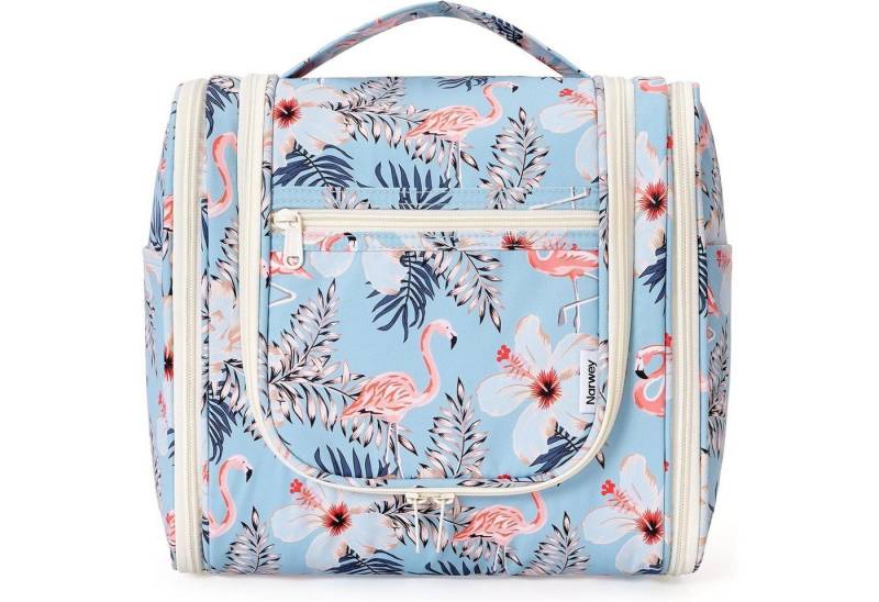 LuxusKollektion Kulturbeutel Kulturbeutel Groß Damen Herren Kosmetiktasche Aqua A-aqua Flamingo L von LuxusKollektion