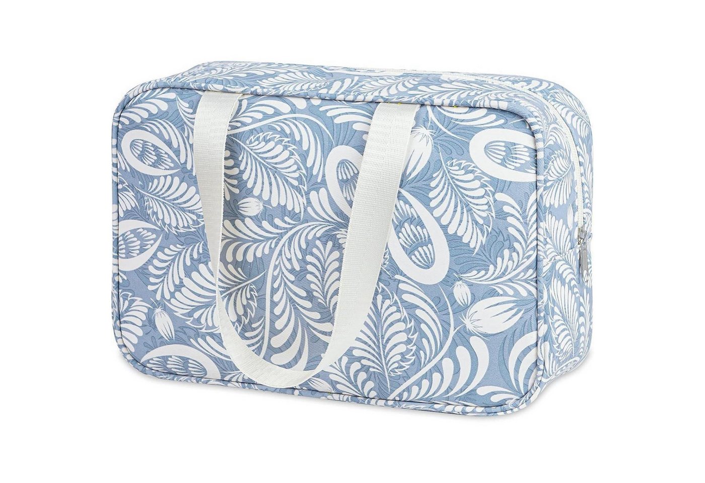 LuxusKollektion Kulturbeutel Kulturbeutel Kosmetiktasche Reise Makeup Organizer Damen Blaues Blatt von LuxusKollektion